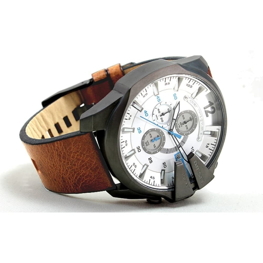  Shop Authentic Diesel Mega Chief White Dial Brown Leather Strap Watch For Men - DZ4280 - Luxxuri