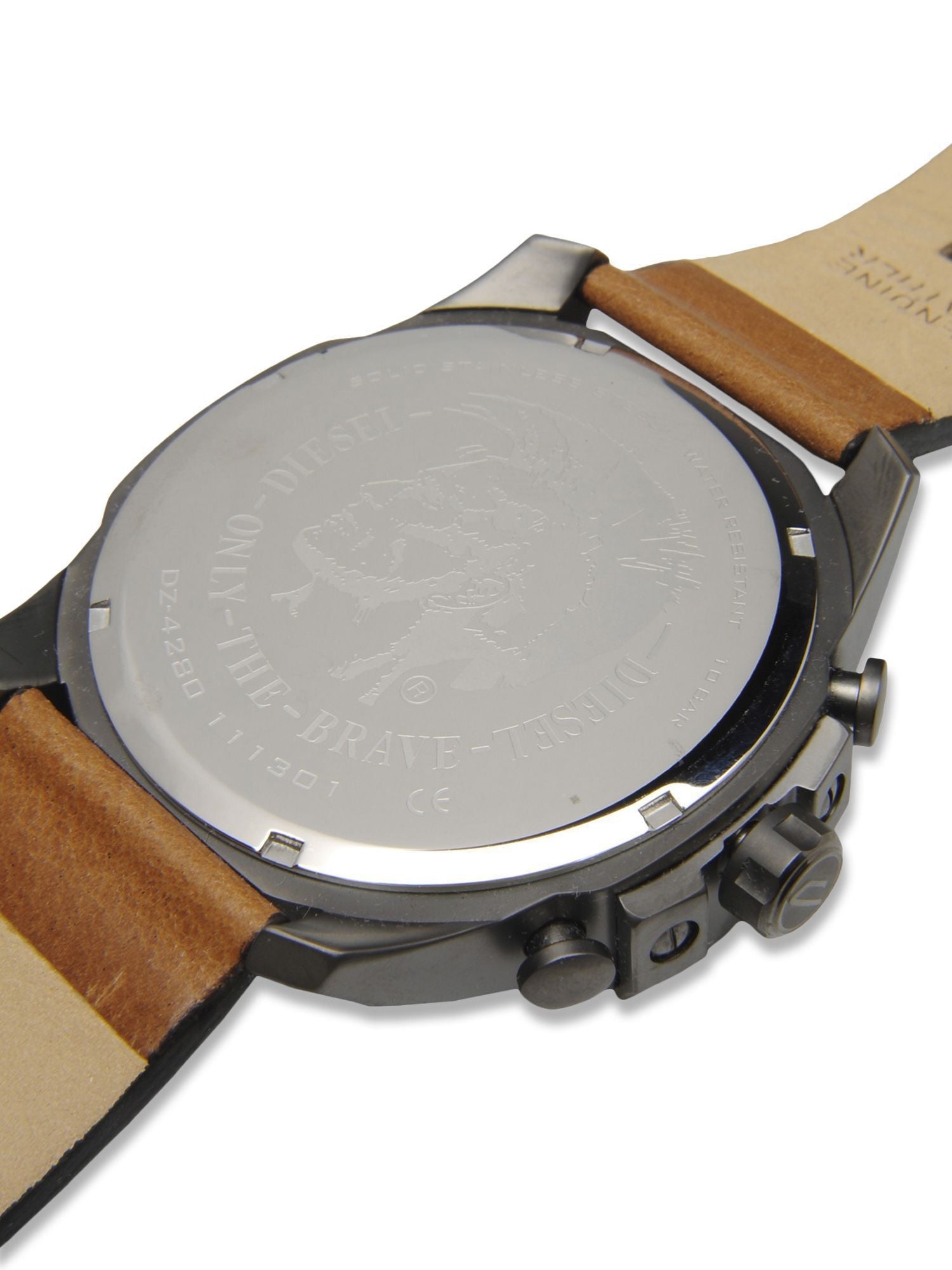  Shop Authentic Diesel Mega Chief White Dial Brown Leather Strap Watch For Men - DZ4280 - Luxxuri