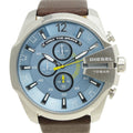  Shop Authentic Diesel Mega Chief Light Blue Dial Brown Leather Strap Watch For Men - DZ4281 - Luxxuri