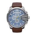  Shop Authentic Diesel Mega Chief Light Blue Dial Brown Leather Strap Watch For Men - DZ4281 - Luxxuri