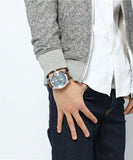  Shop Authentic Diesel Mega Chief Light Blue Dial Brown Leather Strap Watch For Men - DZ4281 - Luxxuri
