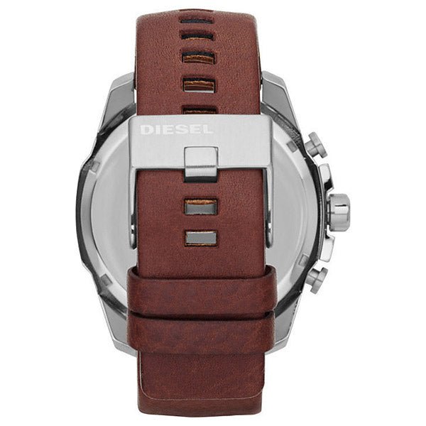  Shop Authentic Diesel Mega Chief Black & Silver Round Dial Brown Leather Strap Watch For Men - DZ4290 - Luxxuri