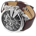  Shop Authentic Diesel Mega Chief Black & Silver Round Dial Brown Leather Strap Watch For Men - DZ4290 - Luxxuri