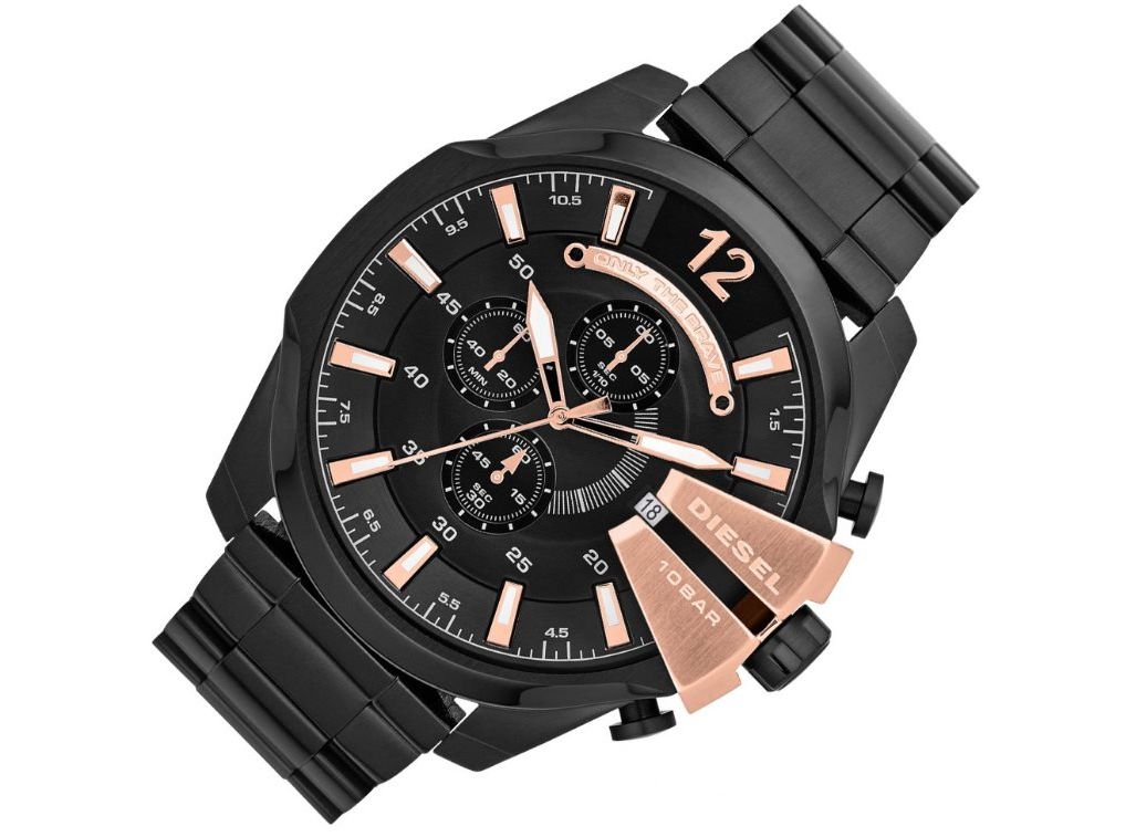  Shop Authentic Diesel Mega Chief Black Dial Black Steel Strap Watch For Men - DZ4309 - Luxxuri