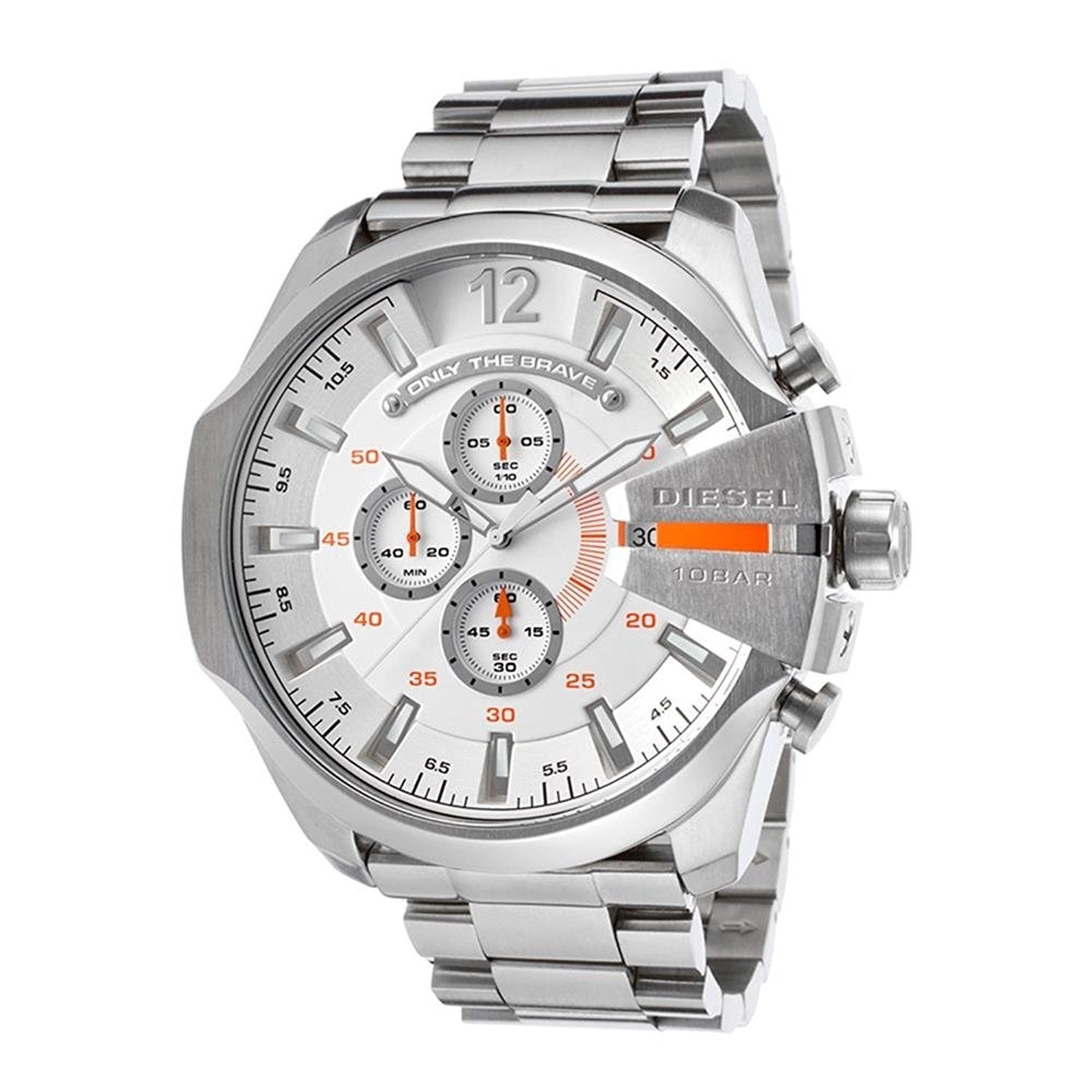  Shop Authentic Diesel Mega Chief Quartz Chronograph White Dial Steel Strap Watch For Men - DZ4328 - Luxxuri