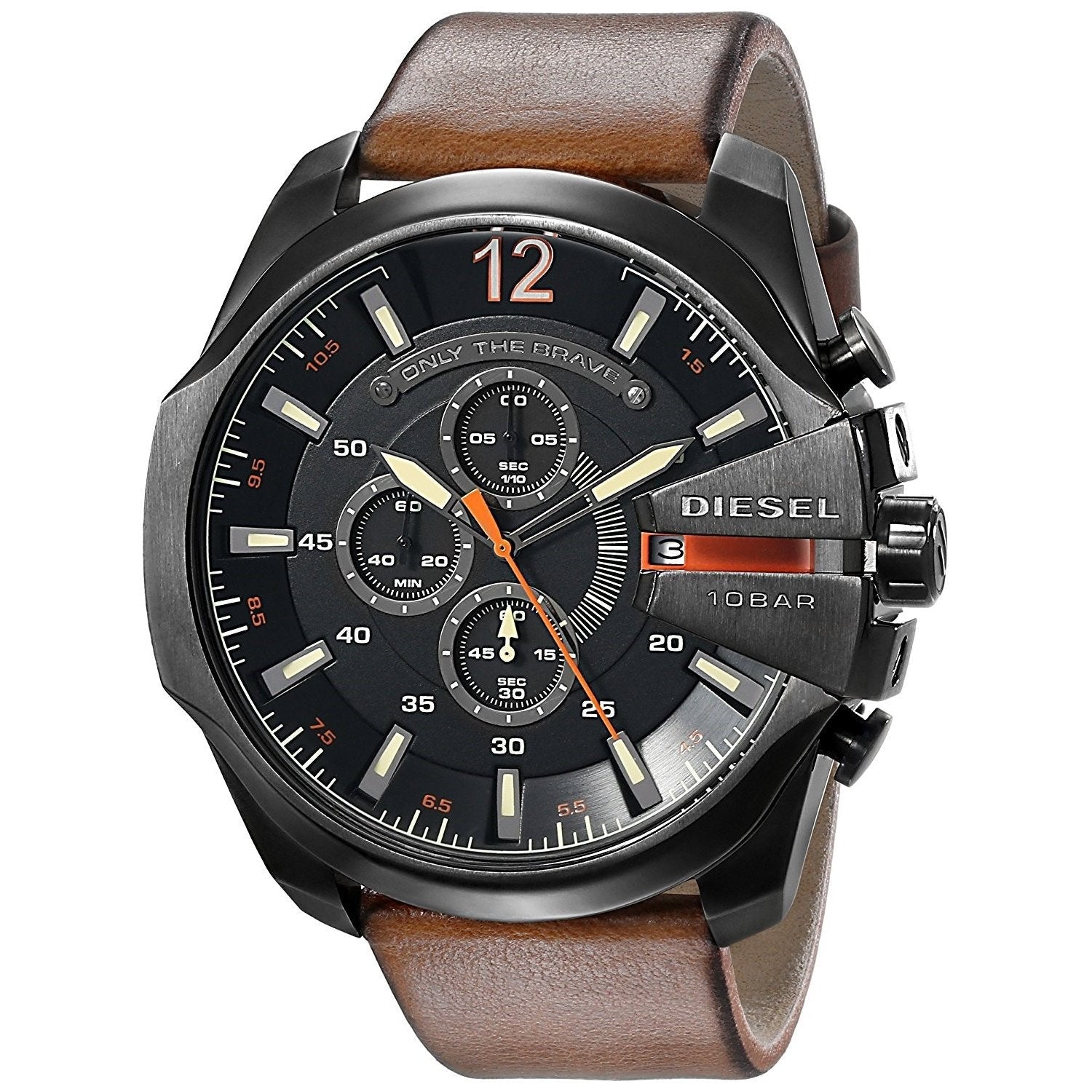  Shop Authentic Diesel Mega Chief Quartz Chronograph Brown Leather Strap Watch For Men - DZ4343 - Luxxuri
