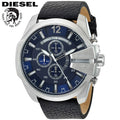  Shop Authentic Diesel Mega Chief Chronograph Blue Dial Black Leather Strap Watch For Men - DZ4423 - Luxxuri