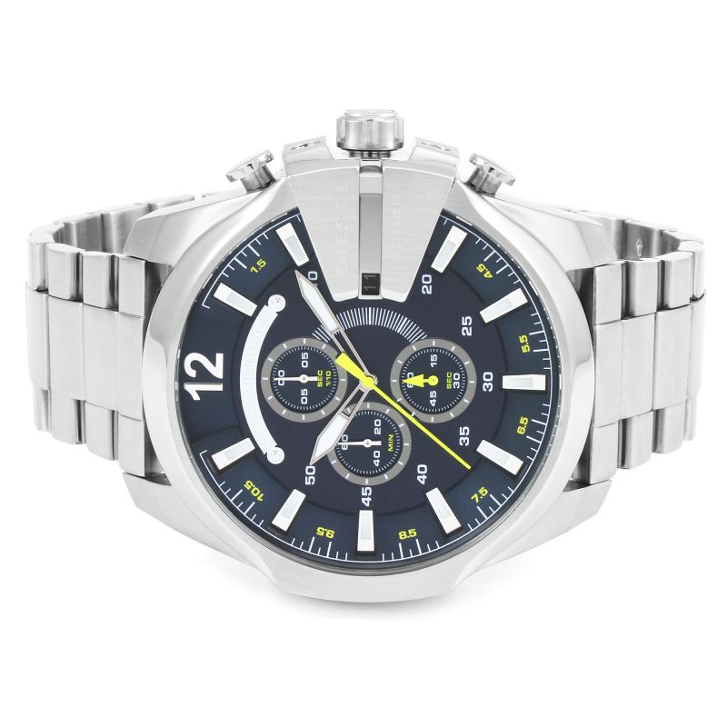  Shop Authentic Diesel Mega Chief Chronograph Blue Dial Silver Steel Strap Watch For Men - DZ4465 - Luxxuri