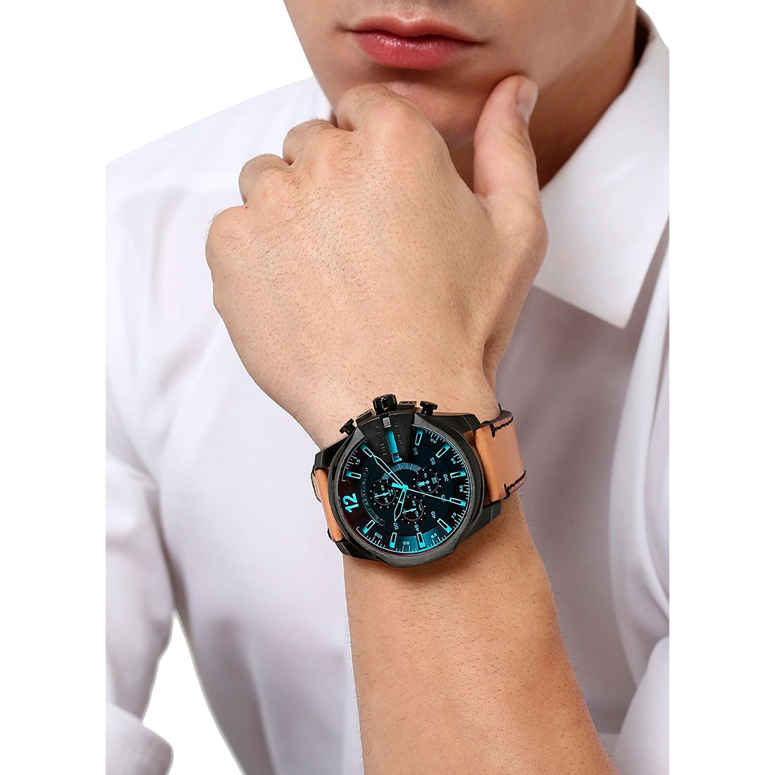  Shop Authentic Diesel Mega Chief Chronograph Copper Dial Brown Leather Strap Watch For Men - DZ4476 - Luxxuri