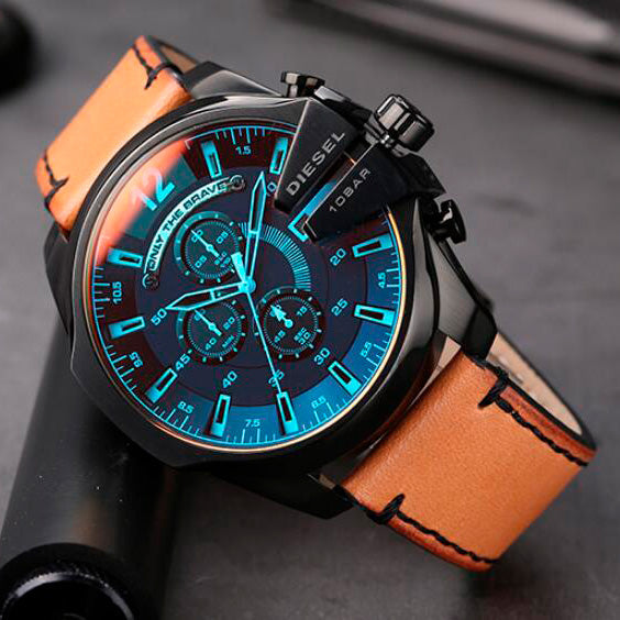  Shop Authentic Diesel Mega Chief Chronograph Copper Dial Brown Leather Strap Watch For Men - DZ4476 - Luxxuri