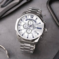  Shop Authentic Diesel Mega Chief Chronograph Silver Dial Silver Steel Strap Watch For Men - DZ4477 - Luxxuri