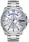  Shop Authentic Diesel Mega Chief Chronograph Silver Dial Silver Steel Strap Watch For Men - DZ4477 - Luxxuri