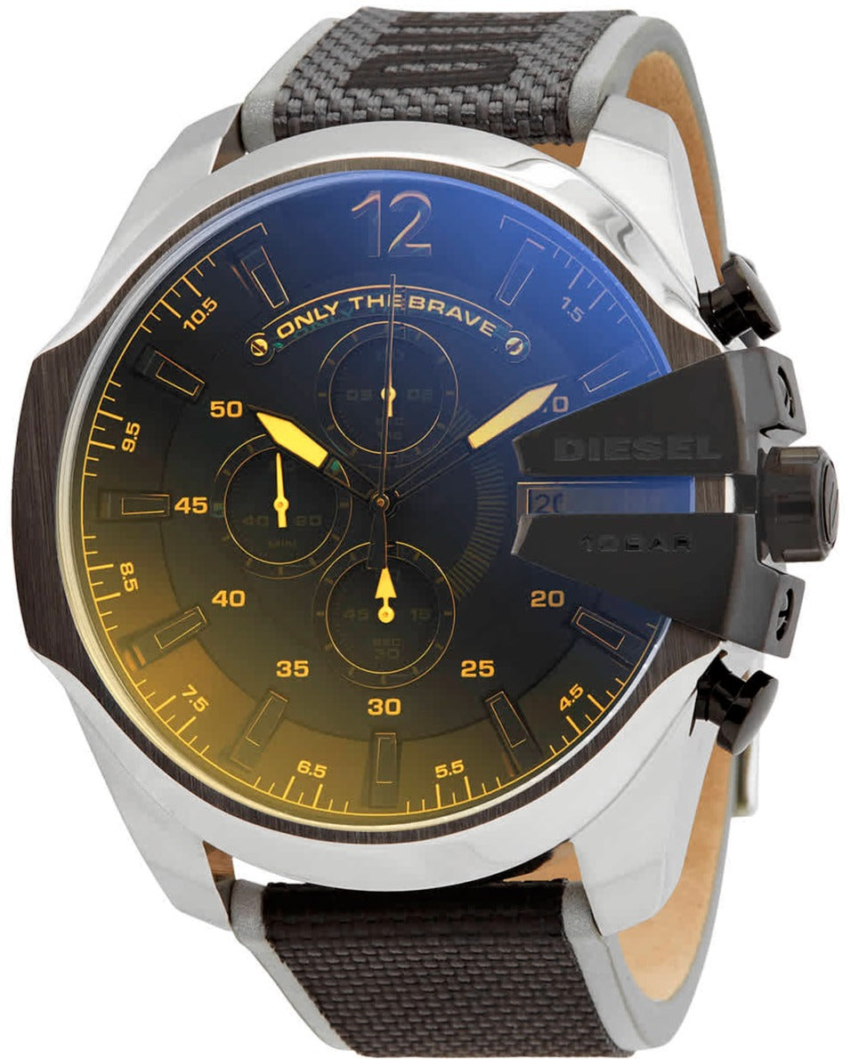  Shop Authentic Diesel Mega Chief Quartz Black Dial Grey Leather Strap Watch For Men - DZ4523 - Luxxuri