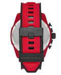 Diesel Mega Chief Chronograph Black Dial Red Rubber Strap Watch For Men - DZ4526