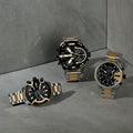  Shop Authentic Diesel Mega Chief Chronograph Black Dial Two Tone Steel Strap Watch For Men - DZ4581 - Luxxuri