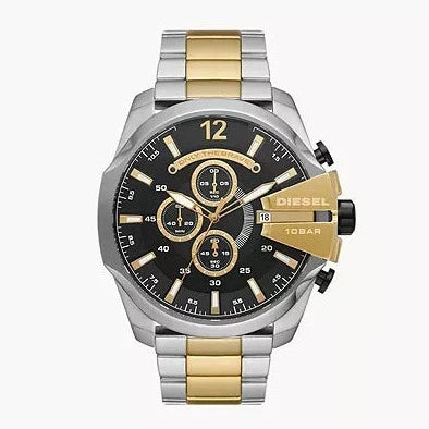  Shop Authentic Diesel Mega Chief Chronograph Black Dial Two Tone Steel Strap Watch For Men - DZ4581 - Luxxuri