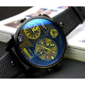  Shop Authentic Diesel Big Daddy Blue Dial Black Leather Strap Watch For Men - DZ7127 - Luxxuri