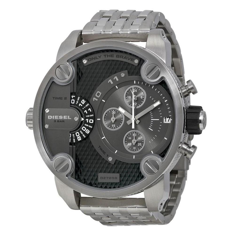 Shop Authentic Diesel Little Daddy Chronograph Black Dial Silver Steel Strap Watch For Men - DZ7259 - Luxxuri