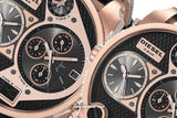  Shop Authentic Diesel Big Daddy Gold & Black Dial Black Leather Strap Watch For Men - DZ7261 - Luxxuri