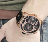  Shop Authentic Diesel Big Daddy Gold & Black Dial Black Leather Strap Watch For Men - DZ7261 - Luxxuri