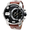  Shop Authentic Diesel SBA Dual Time Black Dial Brown Leather Strap Watch For Men - DZ7264 - Luxxuri