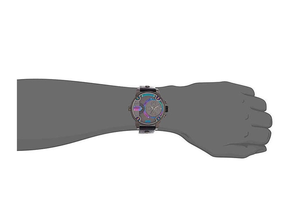 Diesel Badass Chronograph Anthracite Dial Black Leather Strap Watch For Men - DZ7270