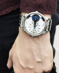  Shop Authentic Diesel Mini Daddy Dual Time Silver Dial Stainless Steel Watch For Men - DZ7305 - Luxxuri