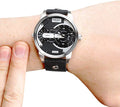  Shop Authentic Diesel Mini Daddy Black Silver Dial Black Leather Strap Watch For Men - DZ7307 - Luxxuri