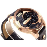  Shop Authentic Diesel Mini Daddy Dual Time Black & Gold Dial Black Leather Strap Watch For Men - DZ7317 - Luxxuri