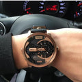  Shop Authentic Diesel Mini Daddy Dual Time Black & Gold Dial Black Leather Strap Watch For Men - DZ7317 - Luxxuri