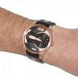  Shop Authentic Diesel Mini Daddy Dual Time Black & Gold Dial Black Leather Strap Watch For Men - DZ7317 - Luxxuri