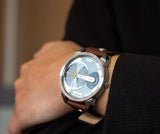  Shop Authentic Diesel Mini Daddy LIght Blue Dial Brown Leather Strap Watch For Men - DZ7321 - Luxxuri