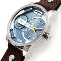  Shop Authentic Diesel Mini Daddy LIght Blue Dial Brown Leather Strap Watch For Men - DZ7321 - Luxxuri