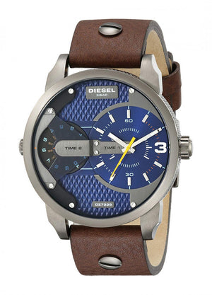  Shop Authentic Diesel Mini Daddy Analog Blue Dial Brown Leather Strap Watch For Men - DZ7339 - Luxxuri