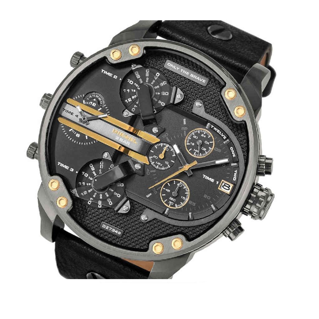  Shop Authentic Diesel Mr Daddy 2.0 Black Dial Black Leather Strap Watch For Men - DZ7348 - Luxxuri