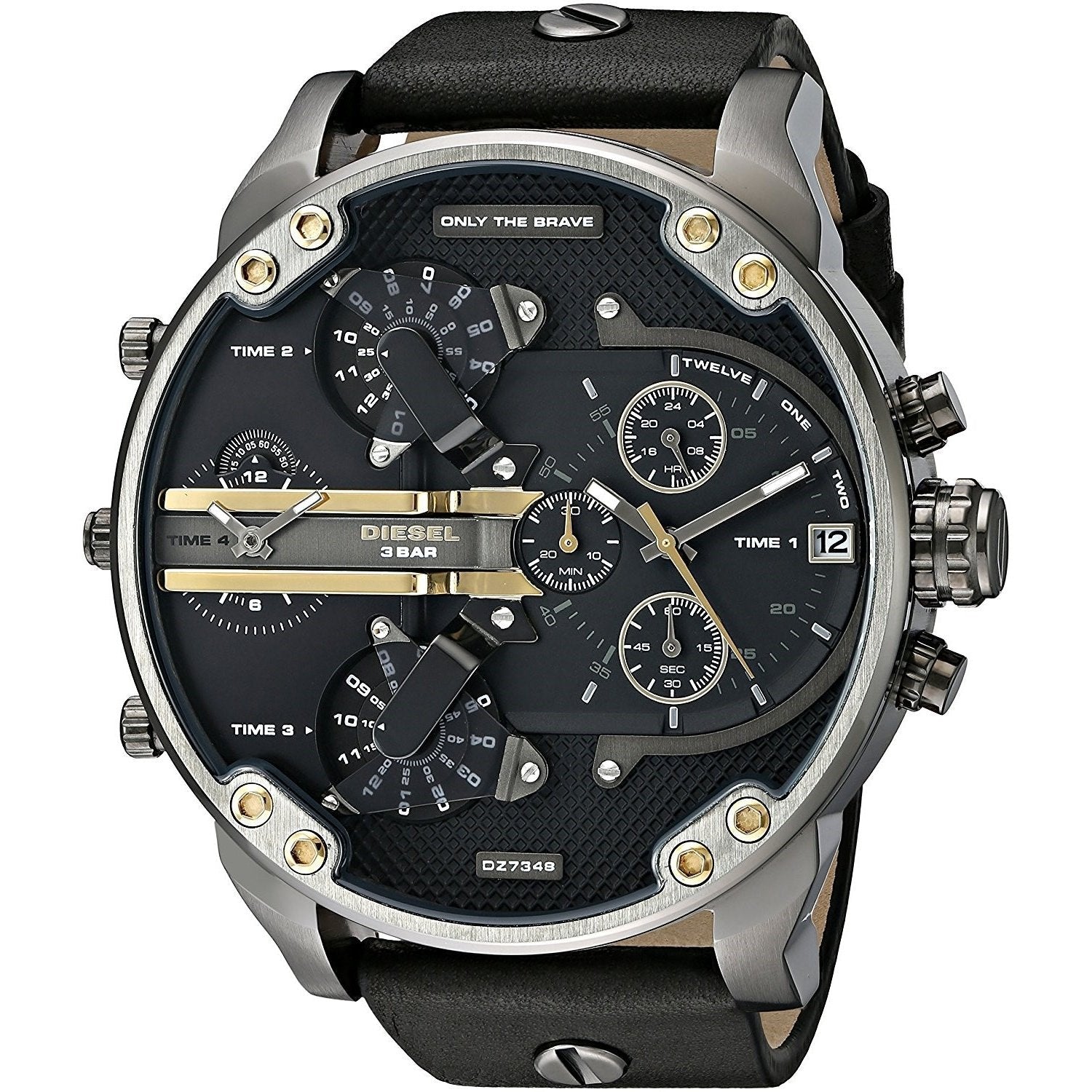  Shop Authentic Diesel Mr Daddy 2.0 Black Dial Black Leather Strap Watch For Men - DZ7348 - Luxxuri