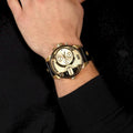  Shop Authentic Diesel Mr Daddy Gold Dial Black Leather Strap Watch For Men - DZ7363 - Luxxuri