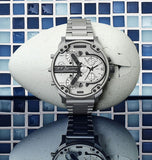  Shop Authentic Diesel Mr. Daddy Chronograph Silver Dial Silver Steel Strap Watch For Men - DZ7421 - Luxxuri