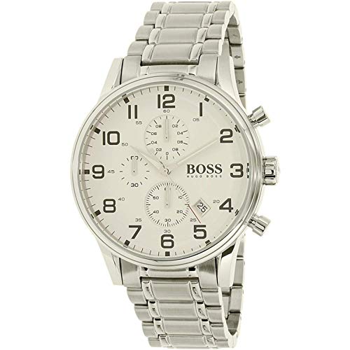  Shop Authentic Hugo Boss Aeroliner Chronograph White Dial Silver Steel Strap Watch for Men - 1513182 - Luxxuri