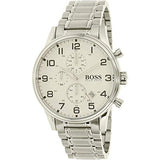  Shop Authentic Hugo Boss Aeroliner Chronograph White Dial Silver Steel Strap Watch for Men - 1513182 - Luxxuri