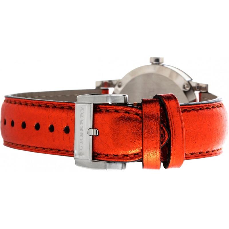  Shop Authentic Burberry The City Silver Dial Orange Leather Strap Watch for Women - BU9121 - Luxxuri