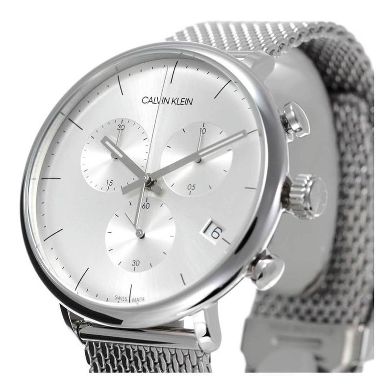  Shop Authentic Calvin Klein High Noon Silver Dial Silver Mesh Bracelet Watch for Men - K8M27126 - Luxxuri