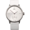  Shop Authentic Calvin Klein Accent Silver Dial White Leather Strap Watch for Women - K2Y231K6 - Luxxuri