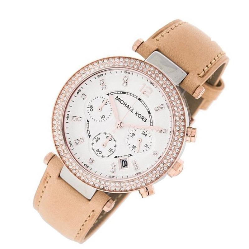  Shop Authentic Michael Kors Parker Chronograph White Dial Tan Leather Strap Watch for Women - MK5633 - Luxxuri