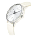  Shop Authentic Calvin Klein Post Minimal Silver Dial White Leather Strap Watch for Men - K7621126 - Luxxuri