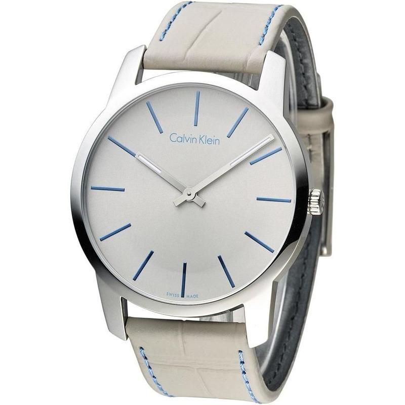  Shop Authentic Calvin Klein City Silver Dial Grey Leather Strap Watch for Men - K2G211Q4 - Luxxuri