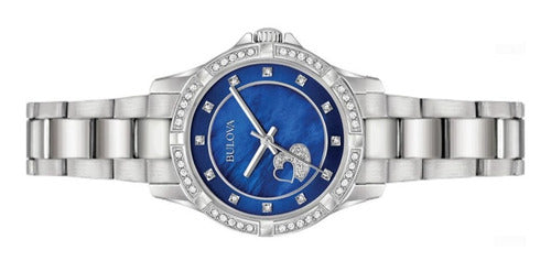  Shop Authentic Bulova Crystal Collection Blue Mother of Pearl Dial Silver Steel Strap Watch for Women - 96L238 - Luxxuri