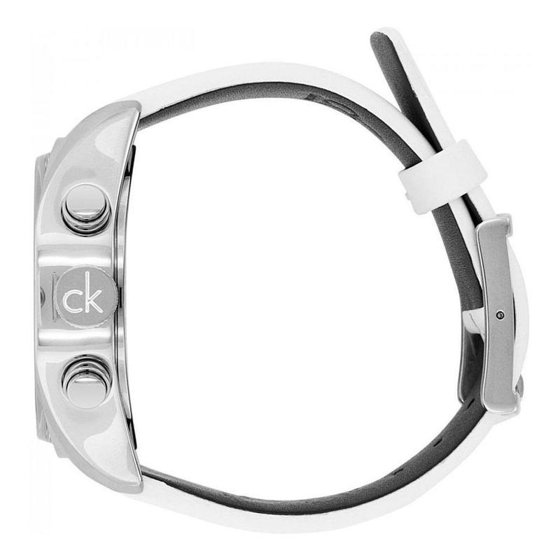  Shop Authentic Calvin Klein Masculine Chronograph White Dial White Leather Strap Watch for Men - K2H27101 - Luxxuri