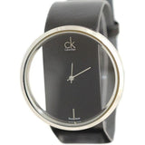  Shop Authentic Calvin Klein Glam Transparent Dial Black Leather Strap Watch for Women - K9423107 - Luxxuri