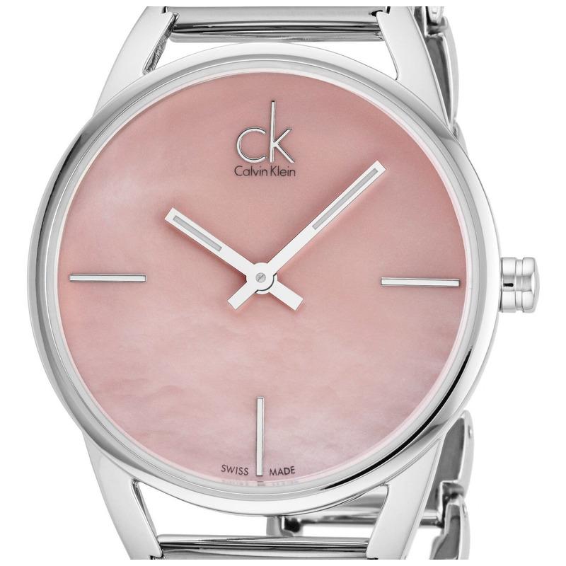  Shop Authentic Calvin Klein Stately Pink Mother of Pearl Dial Silver Steel Strap Watch for Women - K3G2312E - Luxxuri